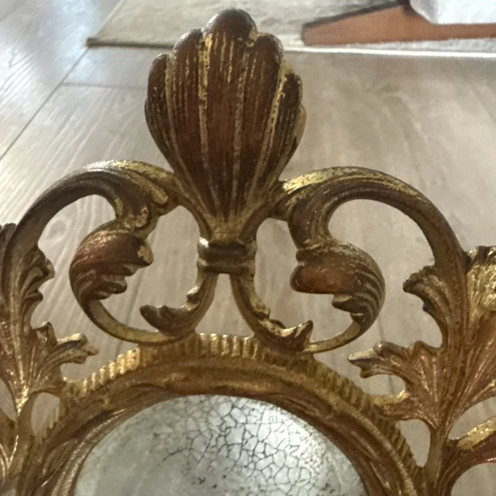 Cast Iron Brass Finish Victorian Mirror Picture Stand Up mirror Frame Ornate